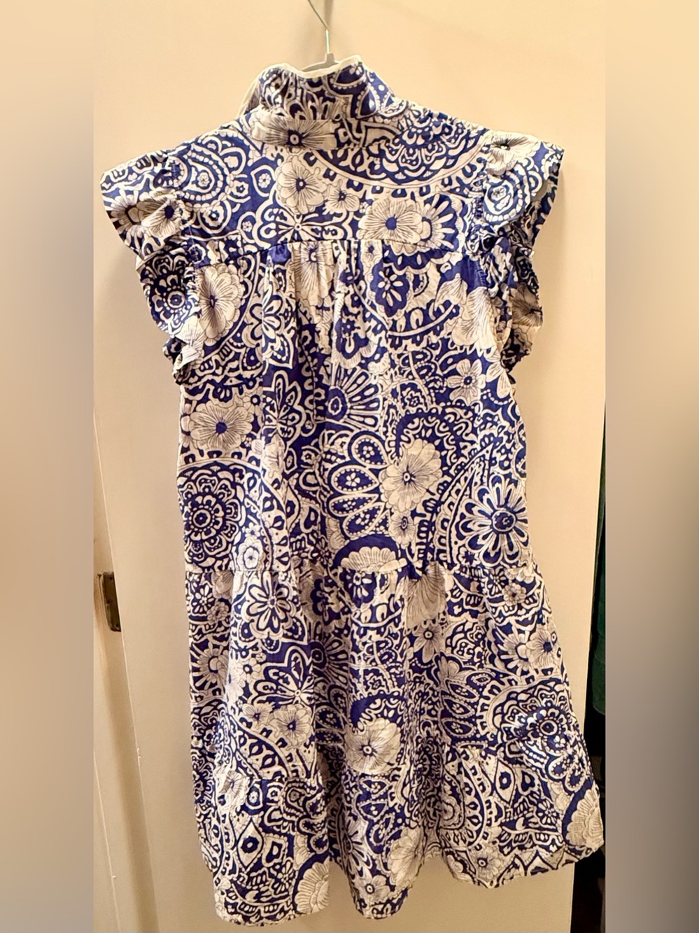 UMgee Blue & White Floral Print Women’s flutter sleeve dress medium - Picture 2 of 8